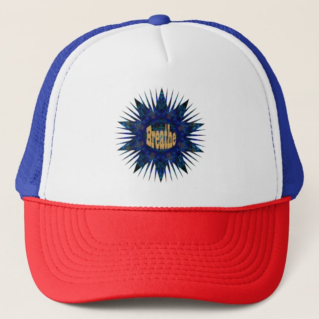 Breathe, On Blue Boho Star,  Trucker Hat (Front)