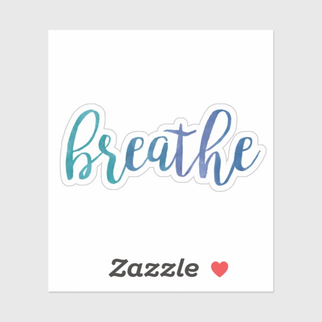 Breathe Quote Blue Watercolor Inspirational Yoga (Sheet)