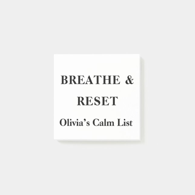 Breathe Reset Calm Reminder Custom Post It Notes (Front)