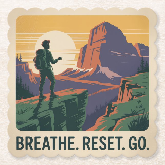 Breathe. Reset. Go. Paper Coaster (Front)