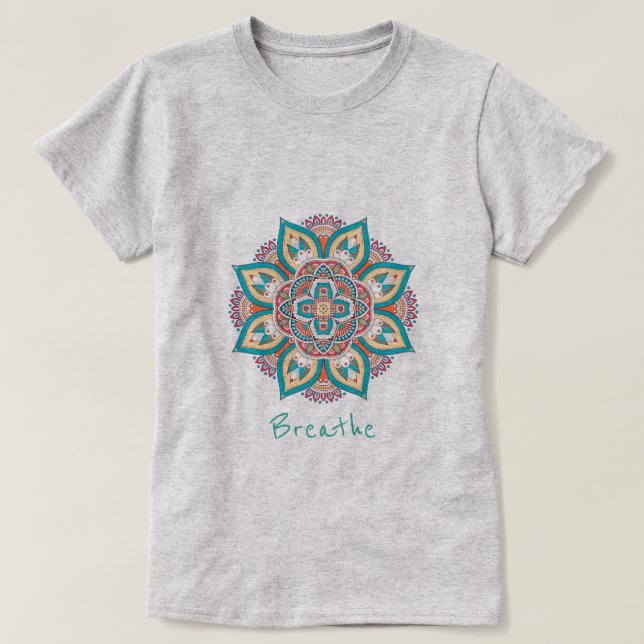 Breathe slogan with mandala design T-Shirt (Design Front)