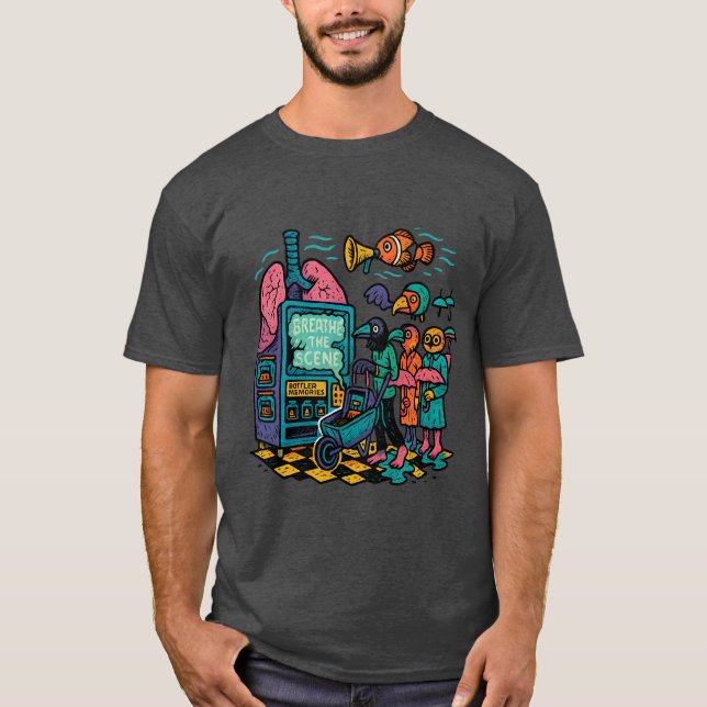 Breathe the Scene - Surreal Dystopian Art T-Shirt (Front)