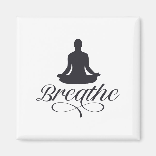 Breathe Yoga Pose Silhouette Magnet (Front)
