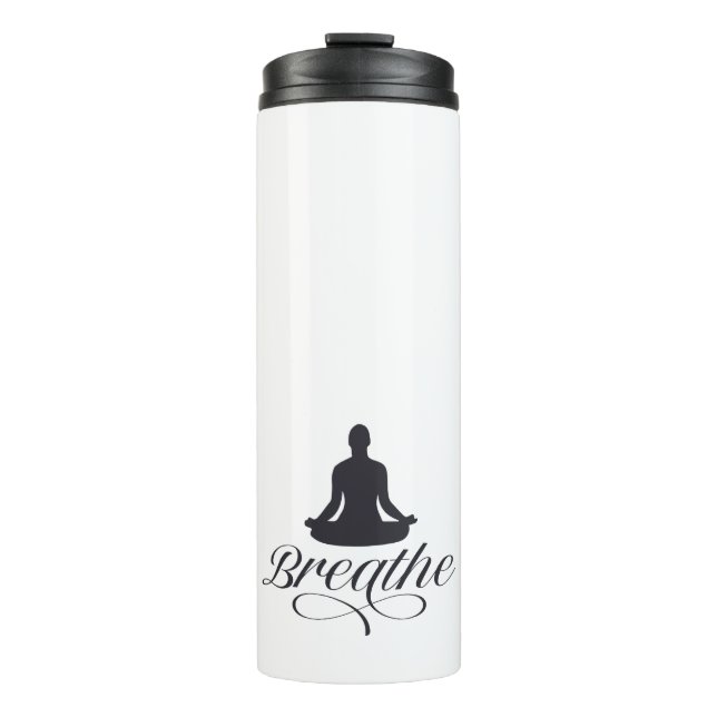 Breathe Yoga Pose Silhouette Thermal Tumbler (Front)