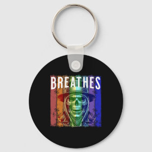Breathes Biker's Lively Vintage Skull Awareness Me Key Ring