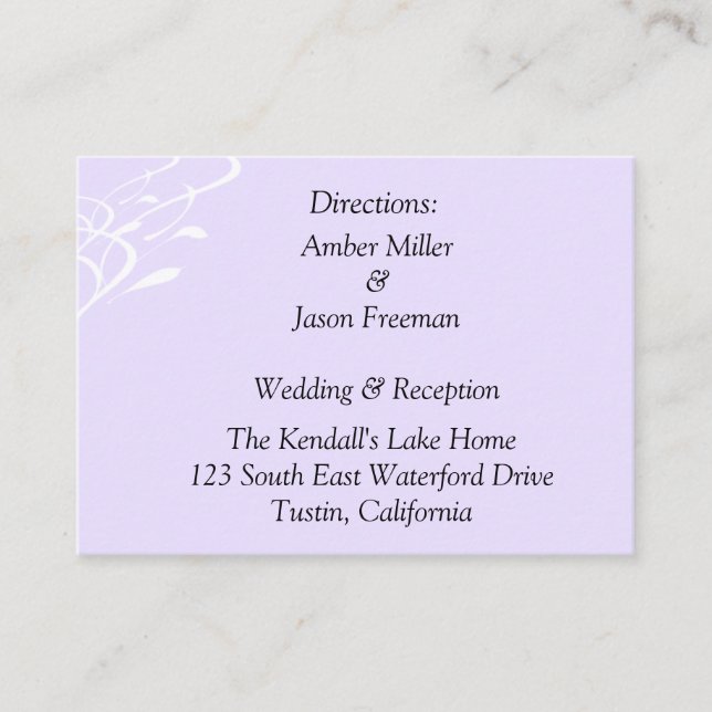 Breathless Lightly Lavendar Direction Cards (Front)