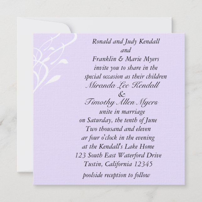 Breathless Lightly Lavendar Wedding Invites (Front)