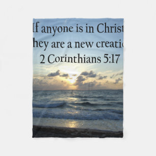 BREATHTAKING 2 CORINTHIANS 5:17 OCEAN SUNRISE FLEECE BLANKET