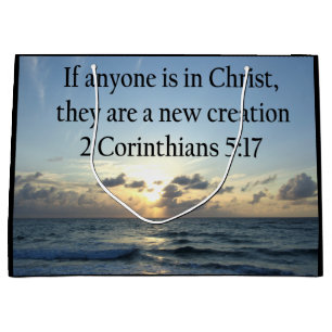 BREATHTAKING 2 CORINTHIANS 5:17 OCEAN SUNRISE LARGE GIFT BAG
