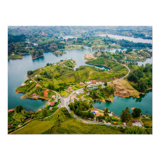 Breathtaking Aerial View of Guatape Antioquia Poster (Front)