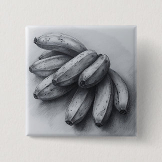 Breathtaking Bananas Pencil Sketch Drawing 15 Cm Square Badge