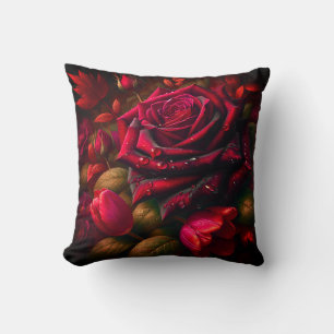 “Breathtaking Blooms: Raindrops, Roses and Tulips" Cushion