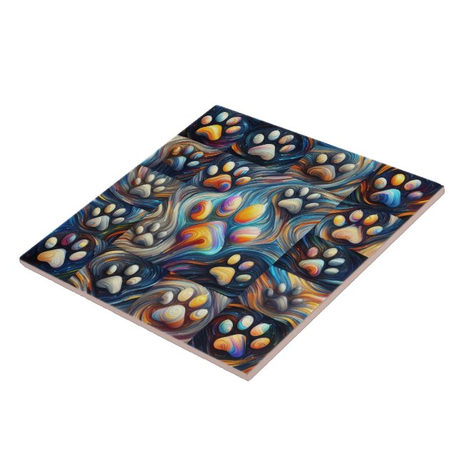 Breathtaking canine Dog paw print  Ceramic Tile (Side)