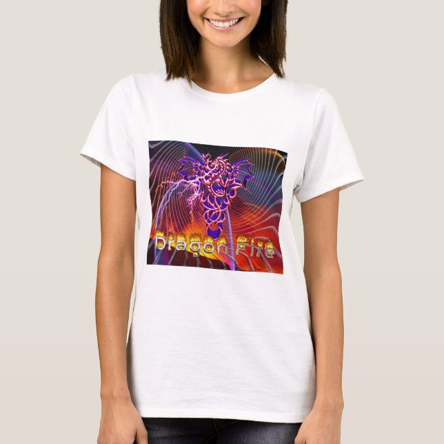 Breathtaking Dragon Fire Design T-Shirt (Front)