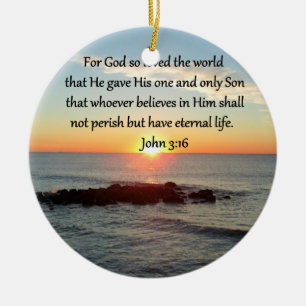 BREATHTAKING JOHN 3:16 SUNRISE CERAMIC TREE DECORATION
