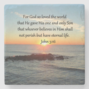 BREATHTAKING JOHN 3:16 SUNRISE STONE COASTER