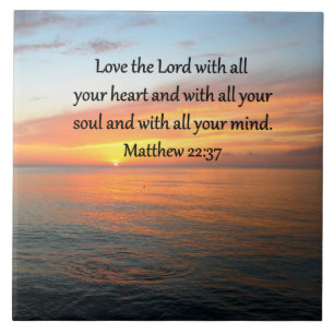 BREATHTAKING MATTHEW 22:37 SUNRISE OVER THE OCEAN CERAMIC TILE