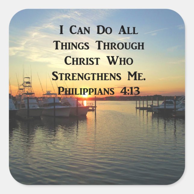 BREATHTAKING PHILIPPIANS 4:13 SCRIPTURE SQUARE STICKER (Front)