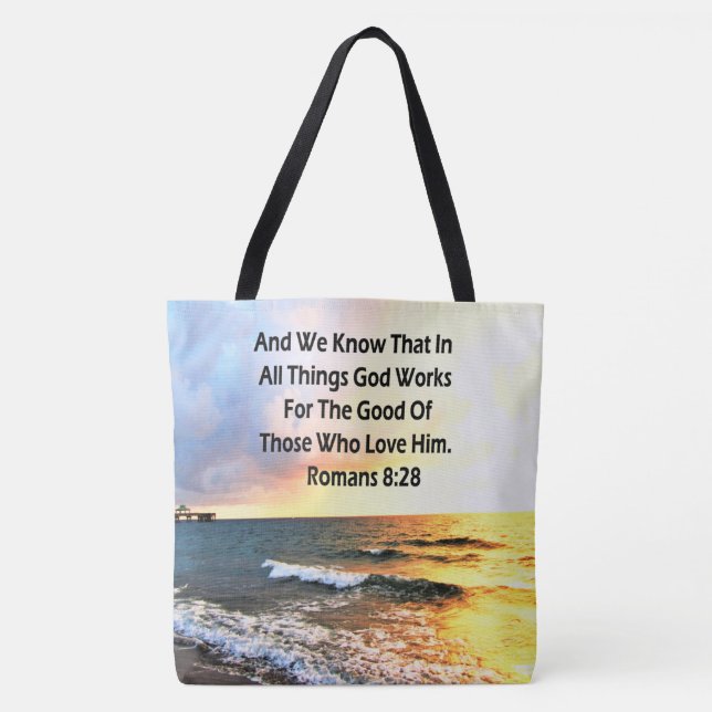 BREATHTAKING ROMANS 8:28 SCRIPTURE PHOTO TOTE BAG (Front)