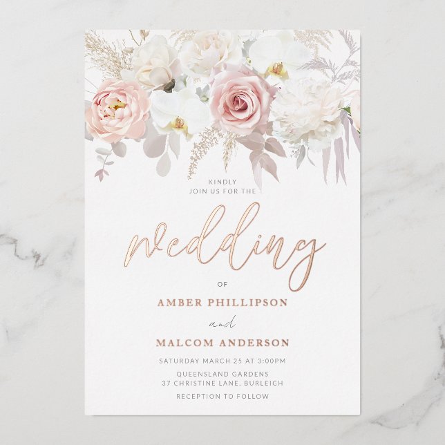 Breathtaking Rose Gold & Blush Floral Wedding Real (Front)