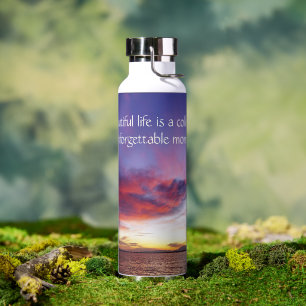 Breathtaking sunset over the sea  custom  water bottle