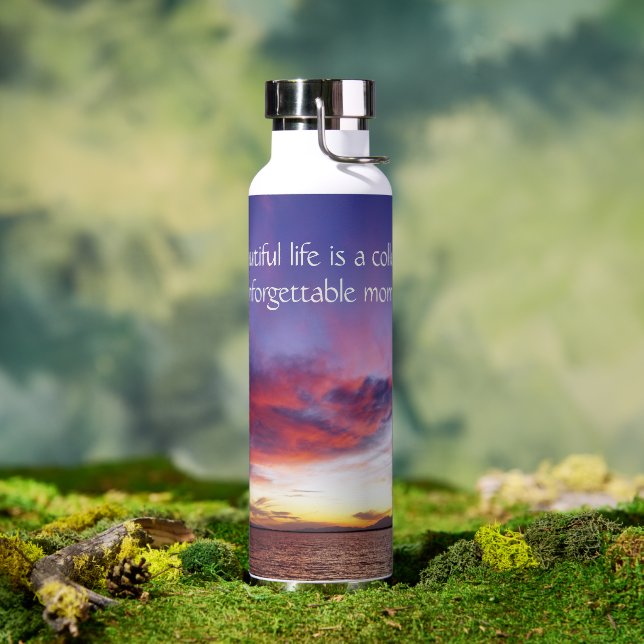 Breathtaking sunset over the sea  custom  water bottle (Outdoor)