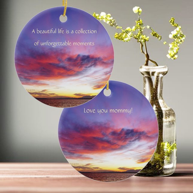 Breathtaking sunset over the sea, personalizable  ceramic ornament (Creator Uploaded)