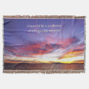 Breathtaking sunset over the sea  throw blanket