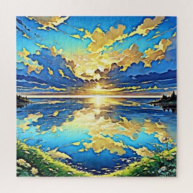 Breathtaking Sunset Over Water Jigsaw Puzzle (Vertical)