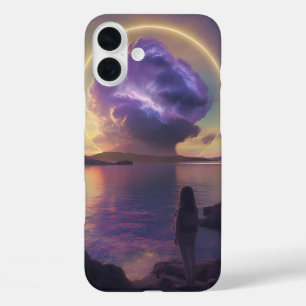 "Breathtaking Surreal Landscape with Fiery Orange  iPhone 16 Plus Case