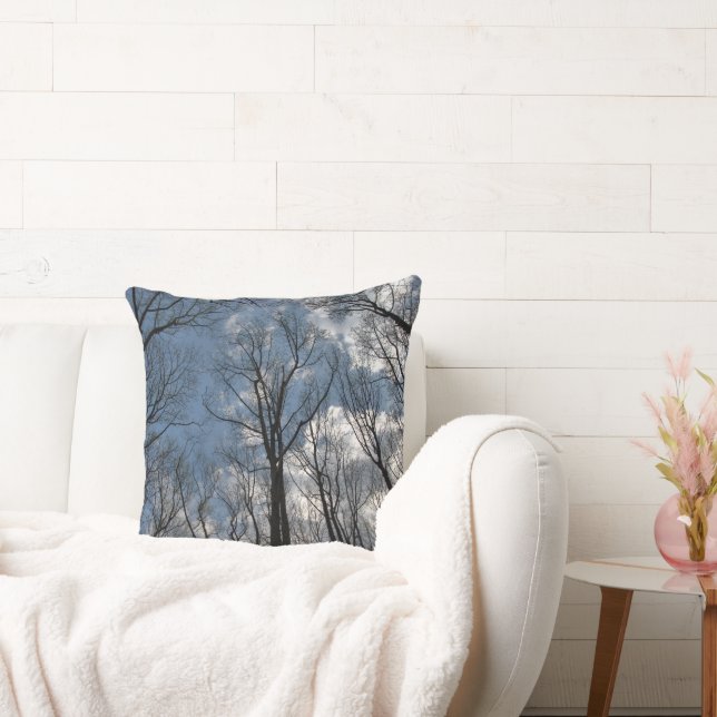 Breathtaking Tulip Poplar Trees Cloudy Sky Cushion (Couch)