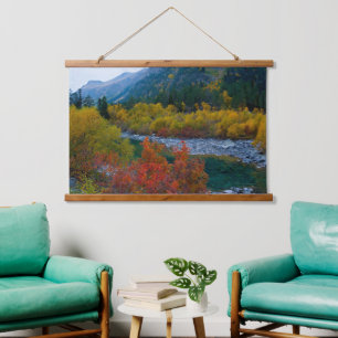 Breathtaking View of Fall and Towering Mountain Hanging Tapestry
