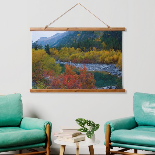 Breathtaking View of Fall and Towering Mountain  Hanging Tapestry (Living Room)