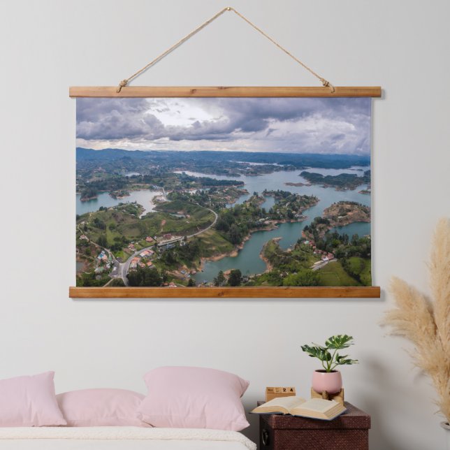 Breathtaking View of Guatape Antioquia Cloudy Sky Hanging Tapestry (Bedroom)