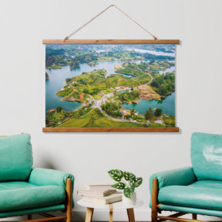 Breathtaking View of Guatape Antioquia Sunny Skies Hanging Tapestry