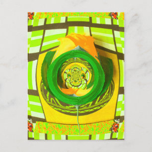 Breathtaking Yellow Rose Kaleidoscope Art Design Postcard