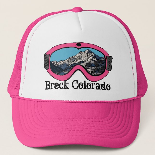 Breck Colorado pink snow goggle hat (Front)