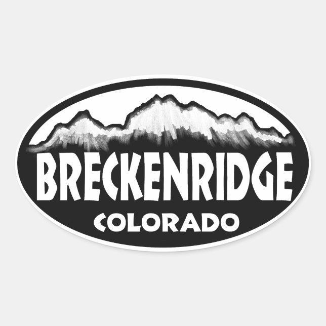 Breckenridge Colorado black white oval stickers (Front)