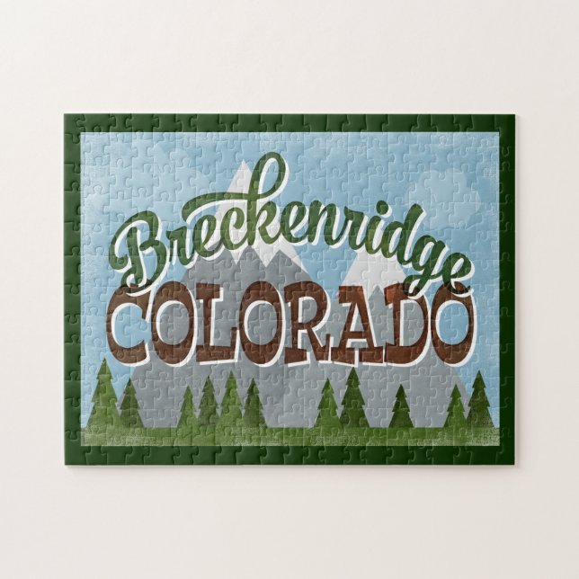 Breckenridge Colorado Fun Retro Snowy Mountains Jigsaw Puzzle (Horizontal)