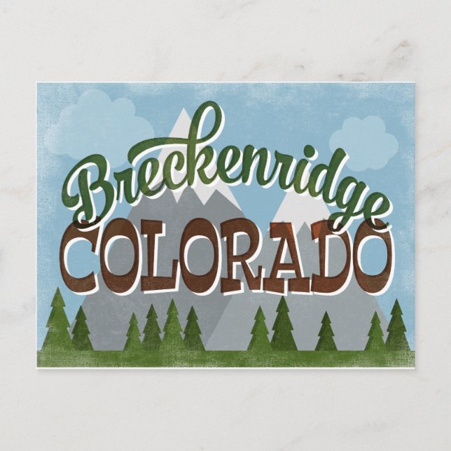 Breckenridge Colorado Fun Retro Snowy Mountains Postcard (Front)