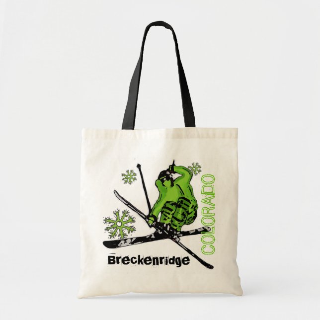 Breckenridge Colorado green skier reusable bag (Front)