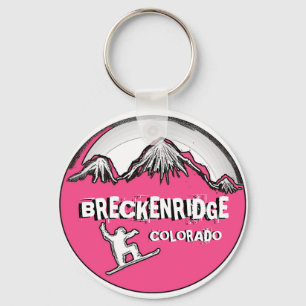 Breckenridge Colorado pink snowboard keychain