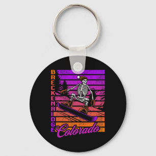 Breckenridge Colorado Retro Snowboarding Skeleton Key Ring