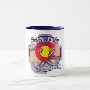 Breckenridge Colorado rustic ski flag mug