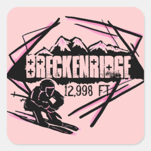 Breckenridge Colorado ski elevation pink stickers