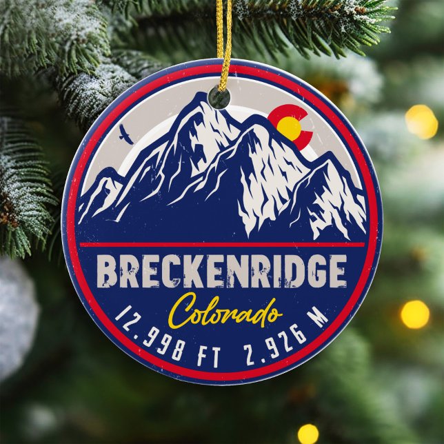 Breckenridge Colorado Ski Hiking Mountain Souvenir Ceramic Ornament (Creator Uploaded)