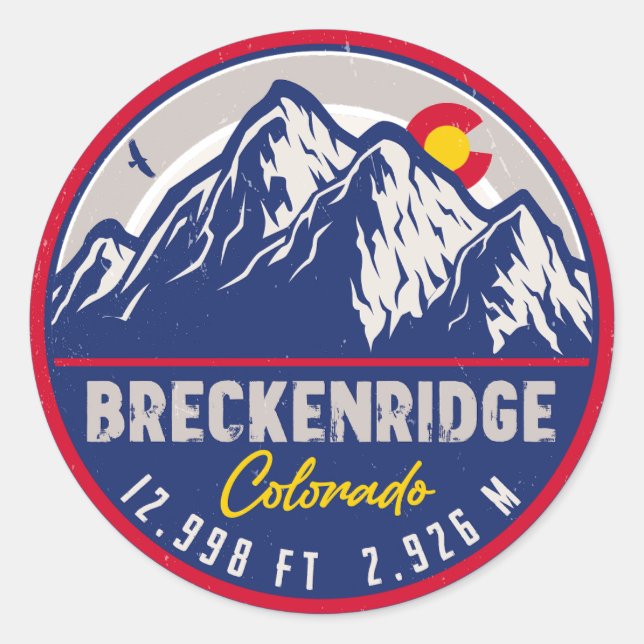 Breckenridge Colorado Ski Hiking Mountain Souvenir Classic Round Sticker (Front)