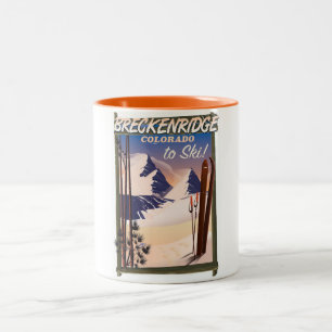 Breckenridge, Colorado ski poster Two-Tone Coffee Mug