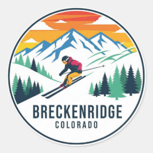 Breckenridge Colorado Skiing Skier Travel Classic Round Sticker