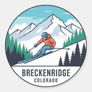 Breckenridge Colorado Skiing Skier Travel Classic Round Sticker